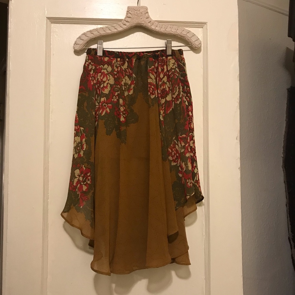 Asymmetrical Flowy Floral Skirt